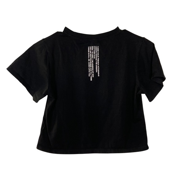Three Nails Black Crop Top XS Christian Graphic Tee Womens Activewear Shirt - Picture 2 of 10